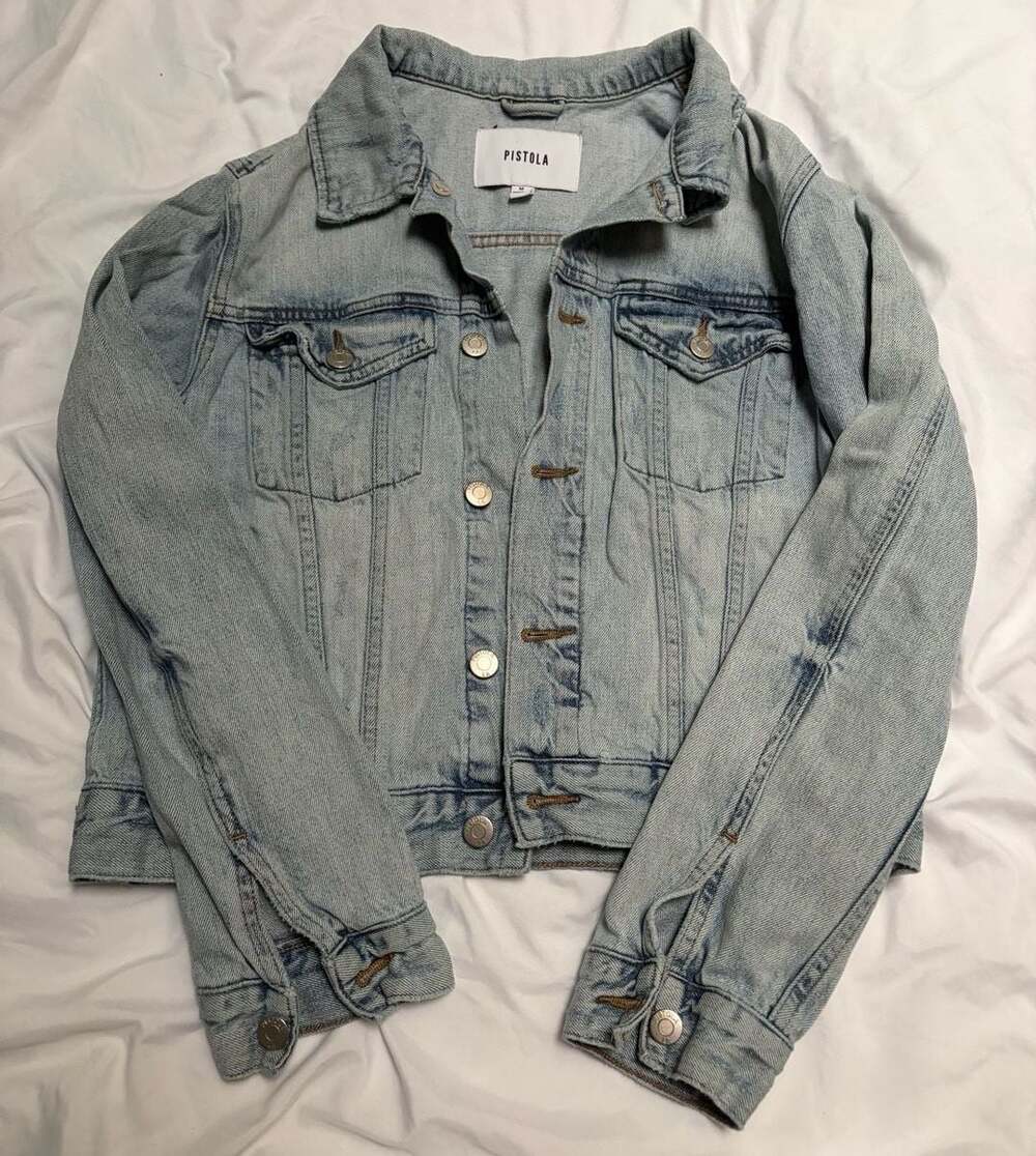 Pistola Denim Jacket Size M Light Wash Cropped